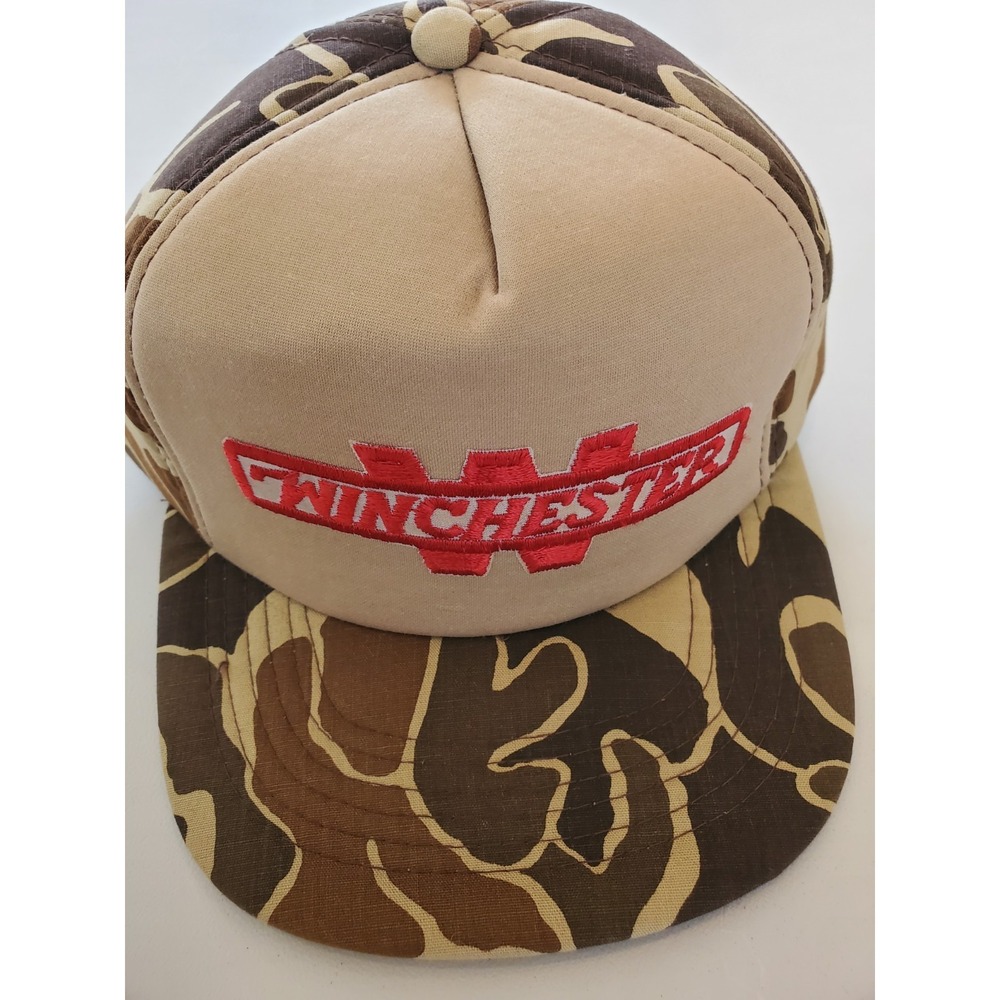 VTG Winchester Camo Snapback Hat Duck Camo Hunting Cap USA Made